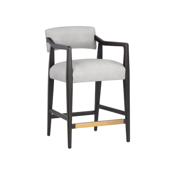 Keagan Counter Stool - Saloon Light Grey Leather