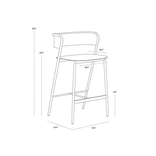 Keanu Counter Stool - Gunmetal