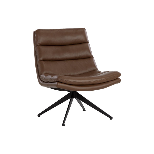 Keller Swivel Lounge Chair - Missouri Mahogany Leather