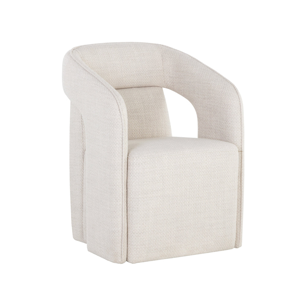 Kendrick Wheeled Dining Armchair - Moto Stucco