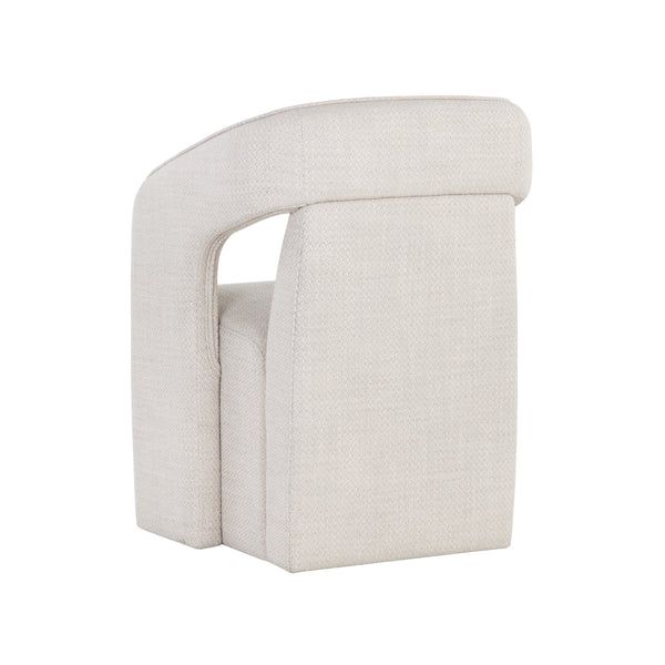 Kendrick Wheeled Dining Armchair - Moto Stucco