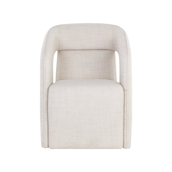 Kendrick Wheeled Dining Armchair - Moto Stucco