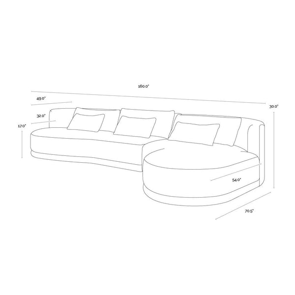 Laken Sofa Chaise Raf - Copenhagen White