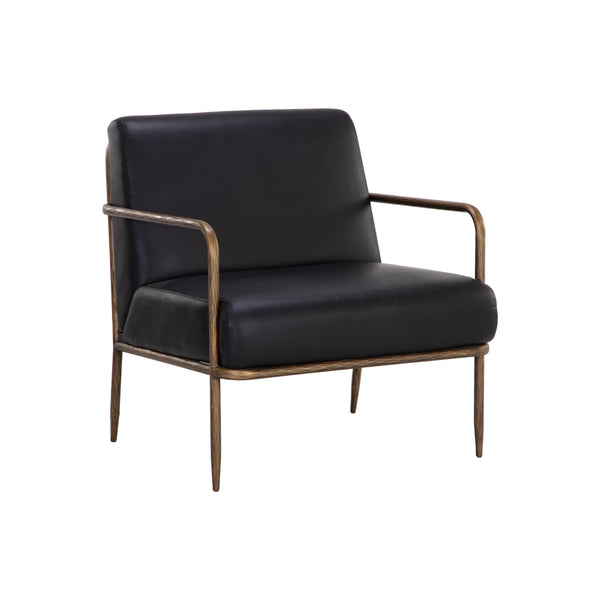 Lathan Lounge Chair - Charcoal Black Leather