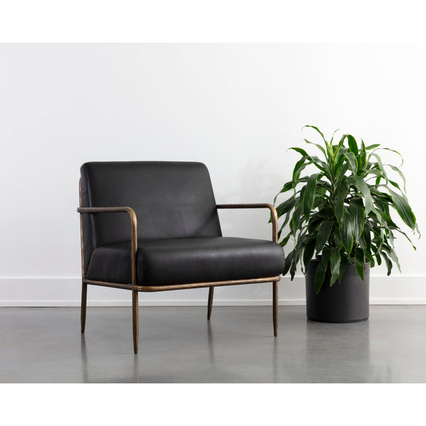 Lathan Lounge Chair - Charcoal Black Leather