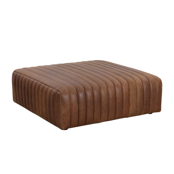 Lewin Ottoman Square - Lucia Tobacco Leather
