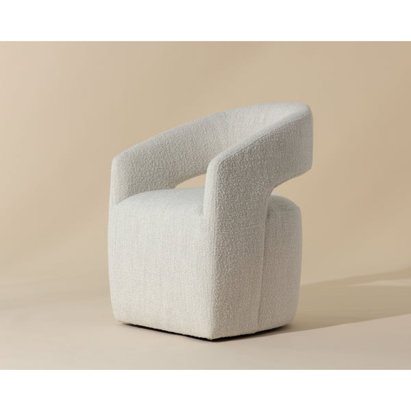 Lloret Wheeled Dining Armchair - Merino Pearl