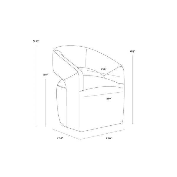 Lloret Wheeled Dining Armchair - Merino Pearl