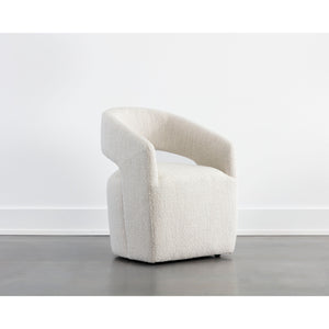 Lloret Wheeled Dining Armchair - Merino Pearl