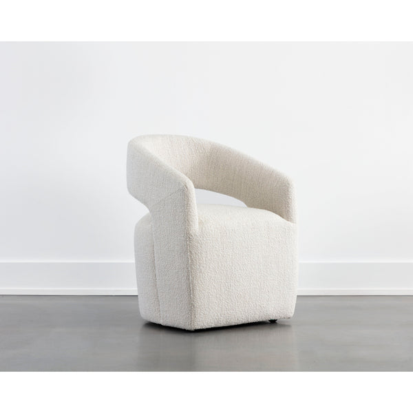 Lloret Wheeled Dining Armchair - Merino Pearl