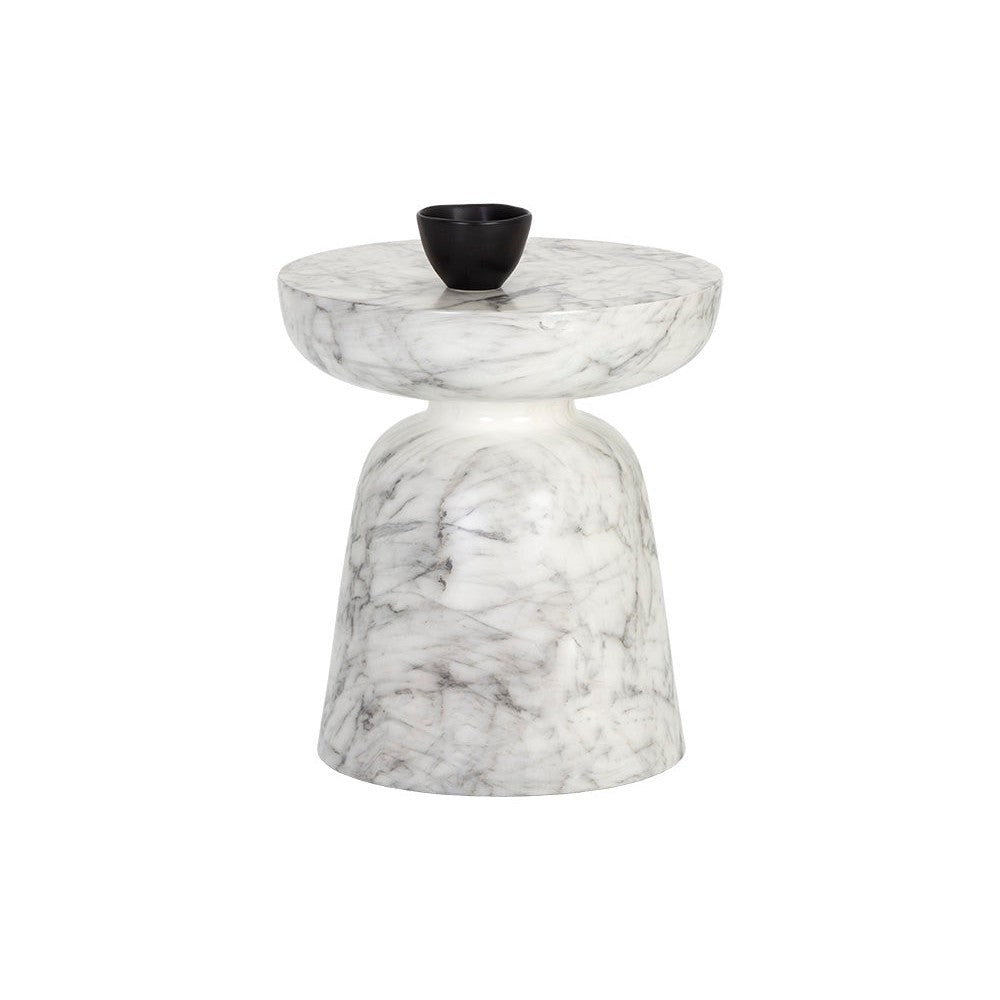 Lucida End Table - Marble Look - White