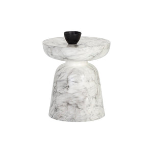 Lucida End Table - Marble Look - White