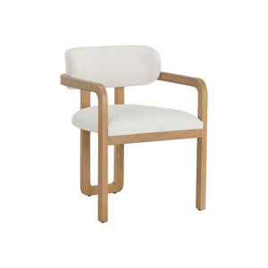 Madrone Dining Armchair - Rustic Oak - Heather Ivory Tweed