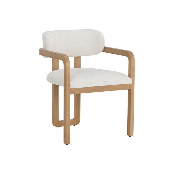 Madrone Dining Armchair - Rustic Oak - Heather Ivory Tweed