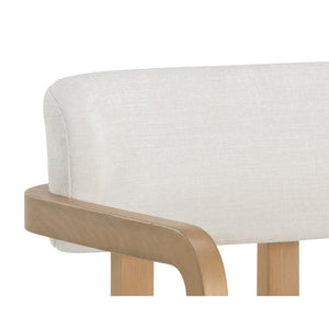 Madrone Dining Armchair - Rustic Oak - Heather Ivory Tweed