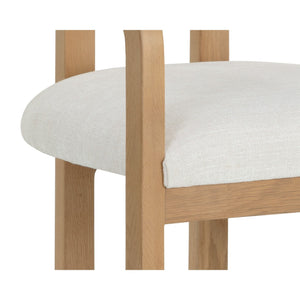 Madrone Dining Armchair - Rustic Oak - Heather Ivory Tweed