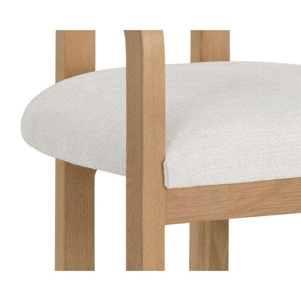 Madrone Dining Armchair - Rustic Oak - Heather Ivory Tweed