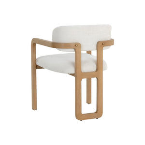 Madrone Dining Armchair - Rustic Oak - Heather Ivory Tweed