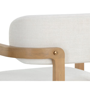 Madrone Dining Armchair - Rustic Oak - Heather Ivory Tweed