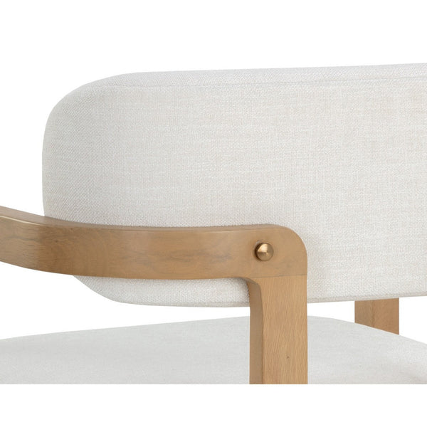 Madrone Dining Armchair - Rustic Oak - Heather Ivory Tweed