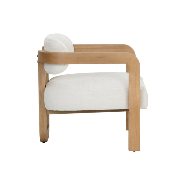 Madrone Lounge Chair - Rustic Oak - Heather Ivory Tweed