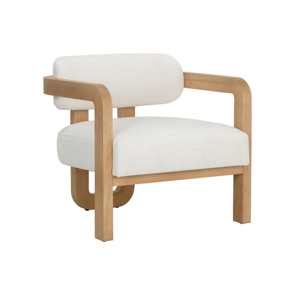Madrone Lounge Chair - Rustic Oak - Heather Ivory Tweed