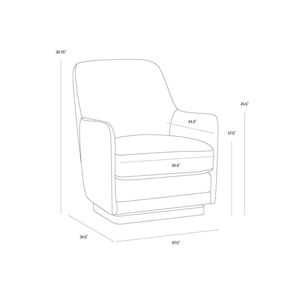 Marcela Swivel Lounge Chair - Belfast Koala Grey