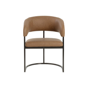 Marris Dining Armchair - Gunmetal - Milliken Cognac