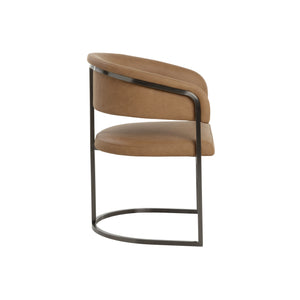Marris Dining Armchair - Gunmetal - Milliken Cognac