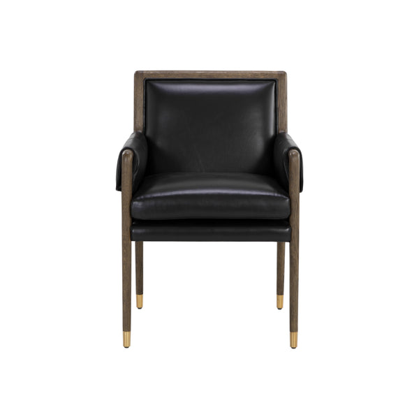 Mauti Dining Armchair - Distressed Brown - Cortina Black Leather
