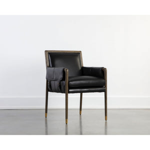 Mauti Dining Armchair - Distressed Brown - Cortina Black Leather