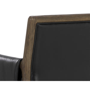 Mauti Dining Armchair - Distressed Brown - Cortina Black Leather