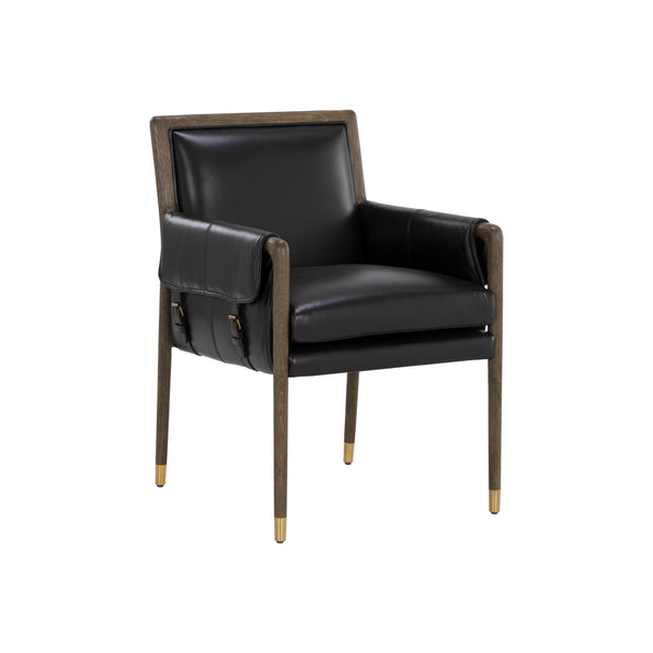 Mauti Dining Armchair - Distressed Brown - Cortina Black Leather