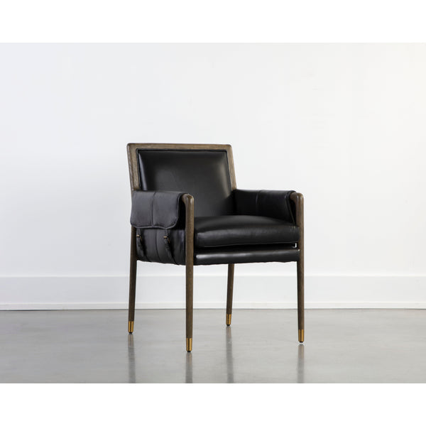 Mauti Dining Armchair - Distressed Brown - Cortina Black Leather