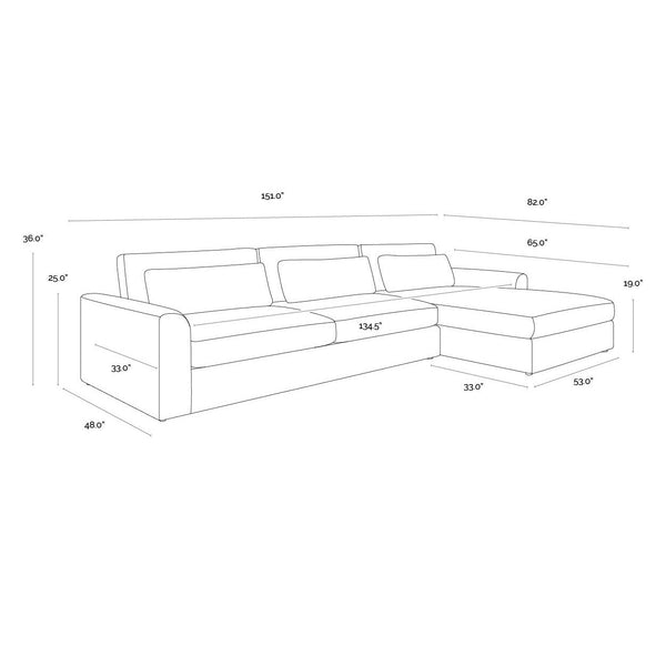 Merrick Sofa Chaise Raf - Ernst Silverstone