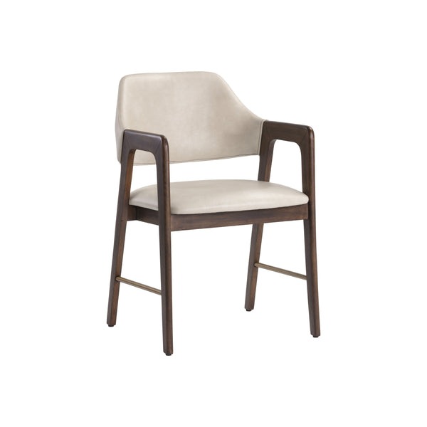 Milton Dining Armchair - Smoke Acacia - Bravo Cream