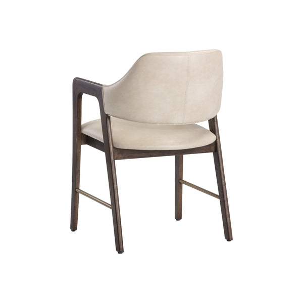 Milton Dining Armchair - Smoke Acacia - Bravo Cream