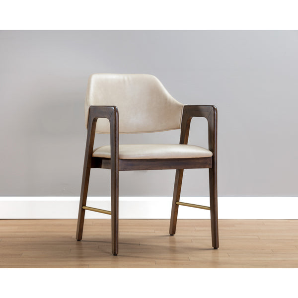 Milton Dining Armchair - Smoke Acacia - Bravo Cream