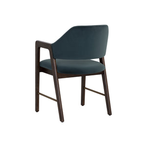 Milton Dining Armchair - Smoke Acacia - Meg Dusty Teal