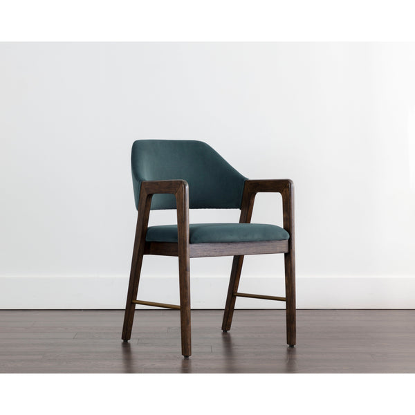 Milton Dining Armchair - Smoke Acacia - Meg Dusty Teal