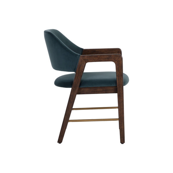 Milton Dining Armchair - Smoke Acacia - Meg Dusty Teal