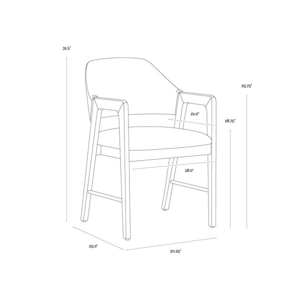 Milton Dining Armchair - Smoke Acacia - Meg Dusty Teal