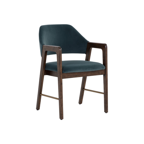 Milton Dining Armchair - Smoke Acacia - Meg Dusty Teal