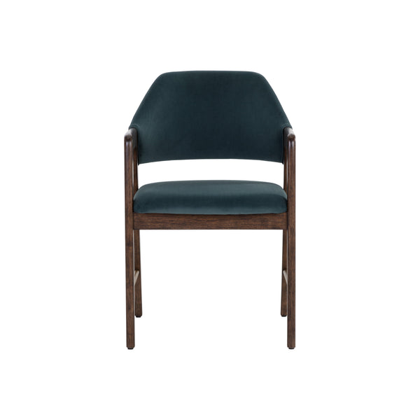 Milton Dining Armchair - Smoke Acacia - Meg Dusty Teal