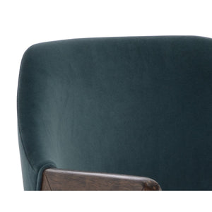 Milton Dining Armchair - Smoke Acacia - Meg Dusty Teal