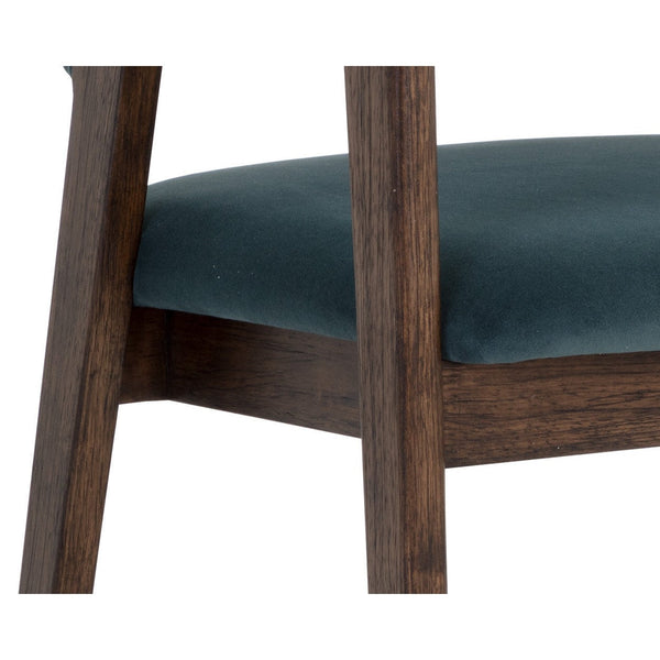 Milton Dining Armchair - Smoke Acacia - Meg Dusty Teal