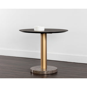 Monaco Bistro Table - Gold - Grey Marble / Charcoal Grey - 35.5"
