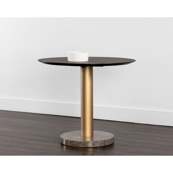 Monaco Bistro Table - Gold - Grey Marble / Charcoal Grey - 35.5"