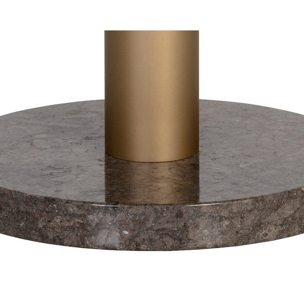 Monaco Bistro Table - Gold - Grey Marble / Charcoal Grey - 35.5"