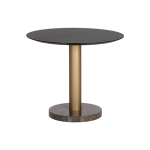 Monaco Bistro Table - Gold - Grey Marble / Charcoal Grey - 35.5"
